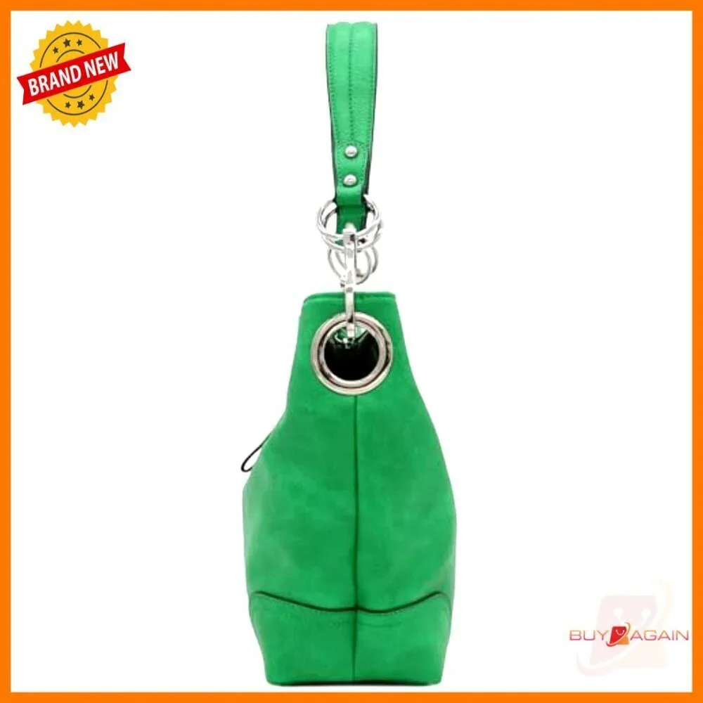 Faux Leather Hobo Shoulder Bag with Detachable Strap and Snap Hook